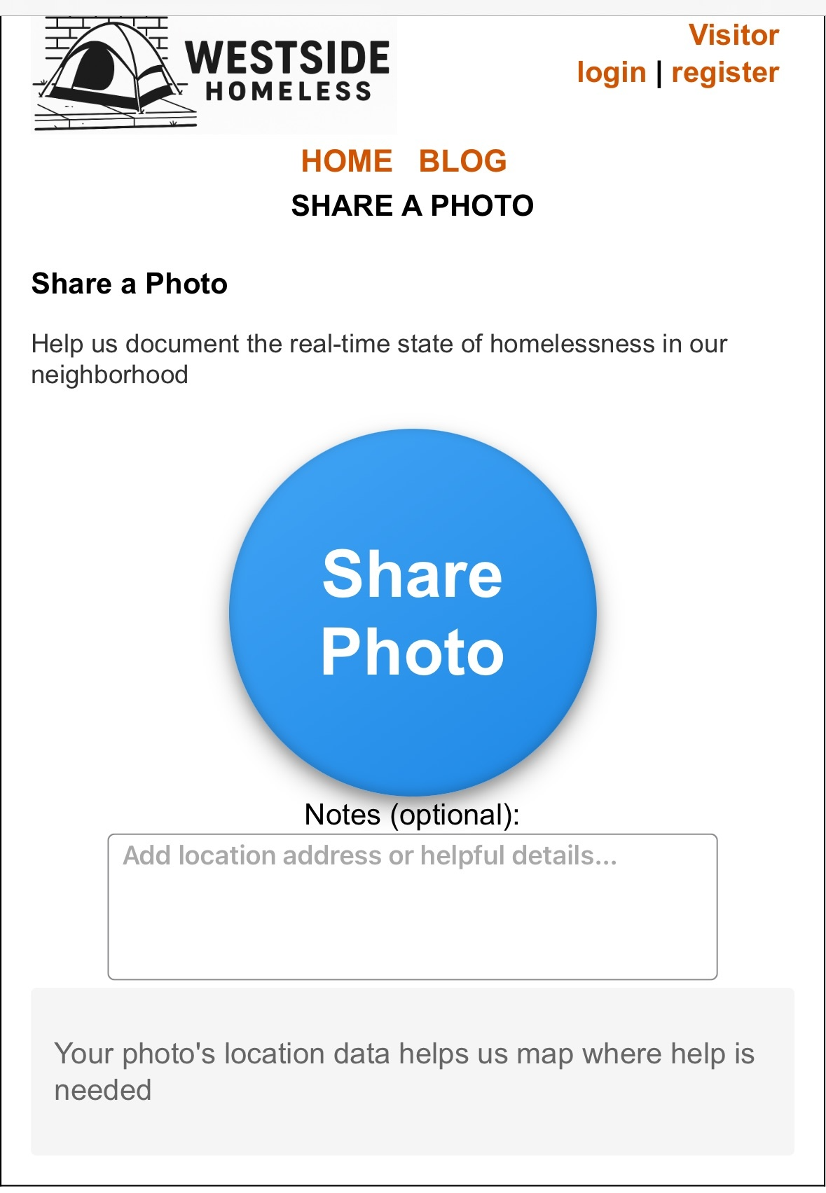 Share a Photo interface